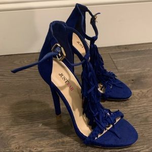 Blue Fringe Heels